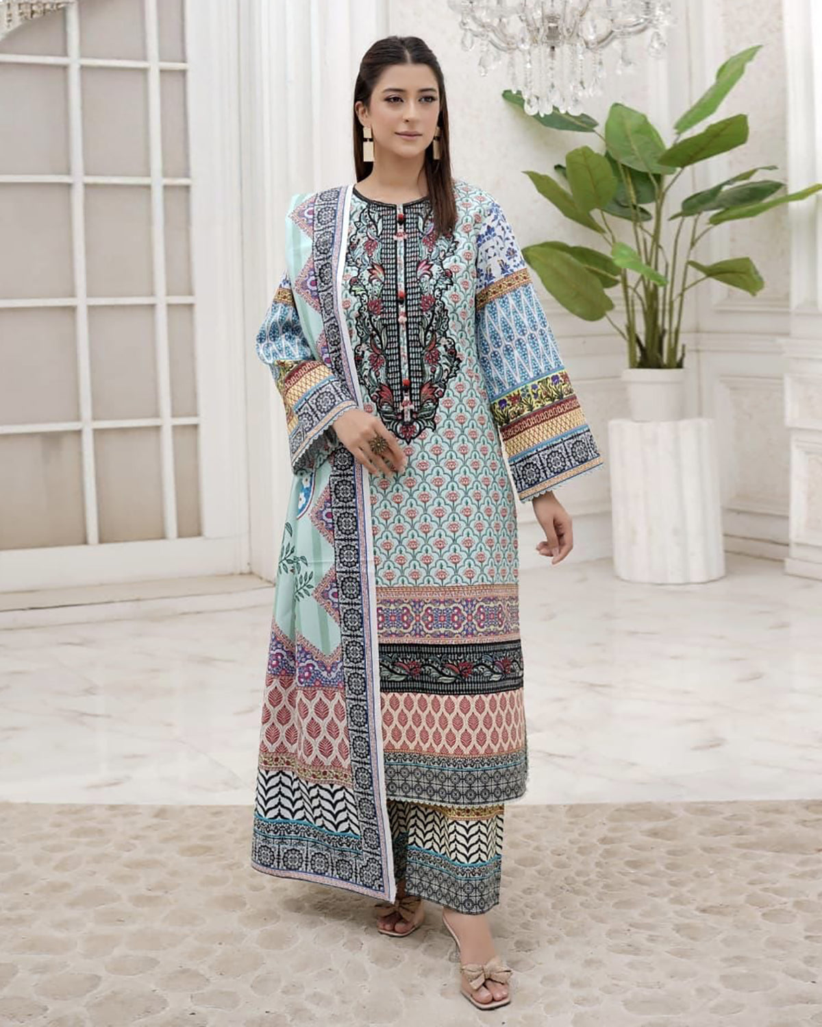 Embroidered Three Piece | Khushbu Printed Series | Luxury Winter Cotton