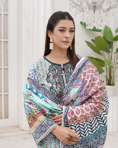 Embroidered Three Piece | Khushbu Printed Series | Luxury Winter Cotton