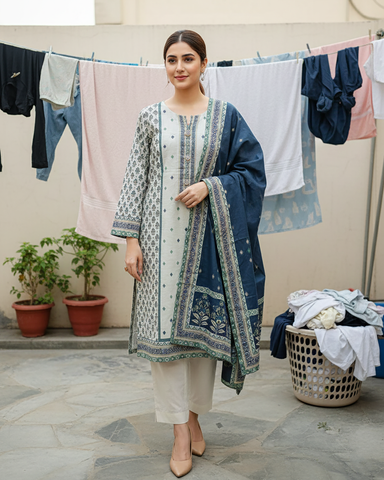 Printed Three Piece | Designer | Premium Khaddar