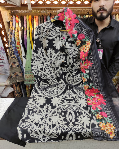 Printed Three Piece | Designer | Premium Khaddar
