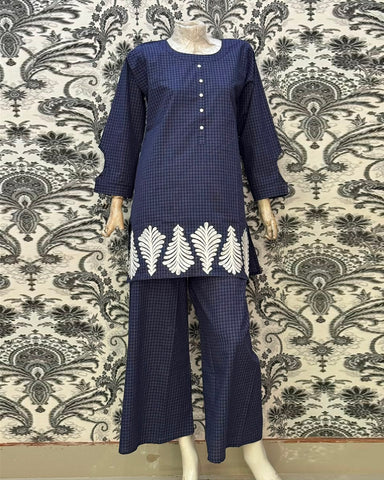 Semi Western Two Piece | Co-Ord Set - Dilnasheen | Slub Cotton