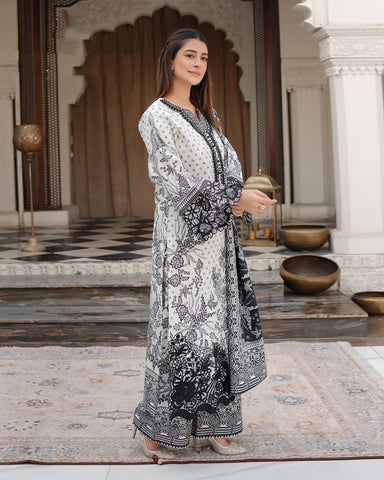 Designer Three Piece | Rangni Embroidered Series | Winter Cotton