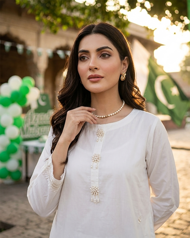 Designer Embroidered Shirt | Azadi Special | Cotton Lawn