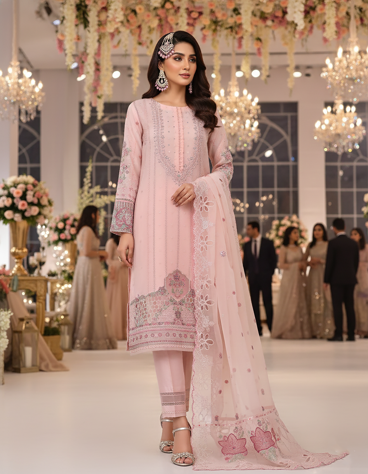 Formal Three Piece | Embroidered Festive-Falsafa | Premium Organza