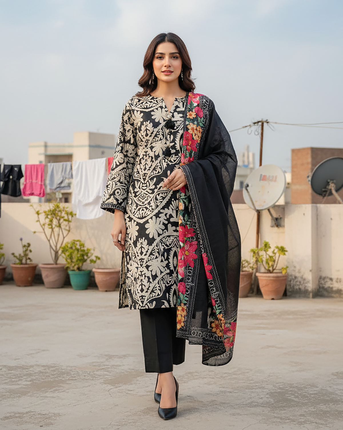 Printed Three Piece | Designer | Premium Khaddar
