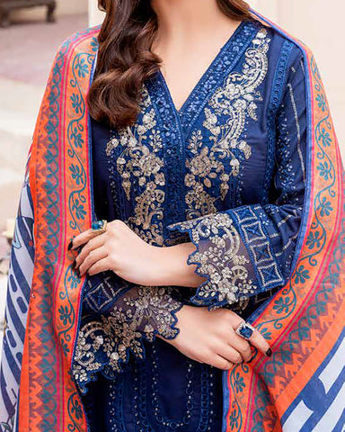 Designer Three Piece | Embroidered - Ashi | Luxury Khaddar