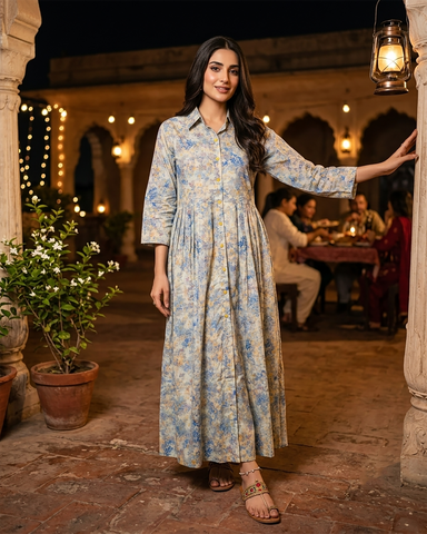 Designer Long Maxis | Printed Floral - Hania Series | Premium Lawn