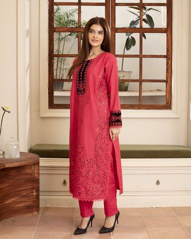 Designer Embroidered Three Piece | Elegant Style | Luxury Winter Cotton