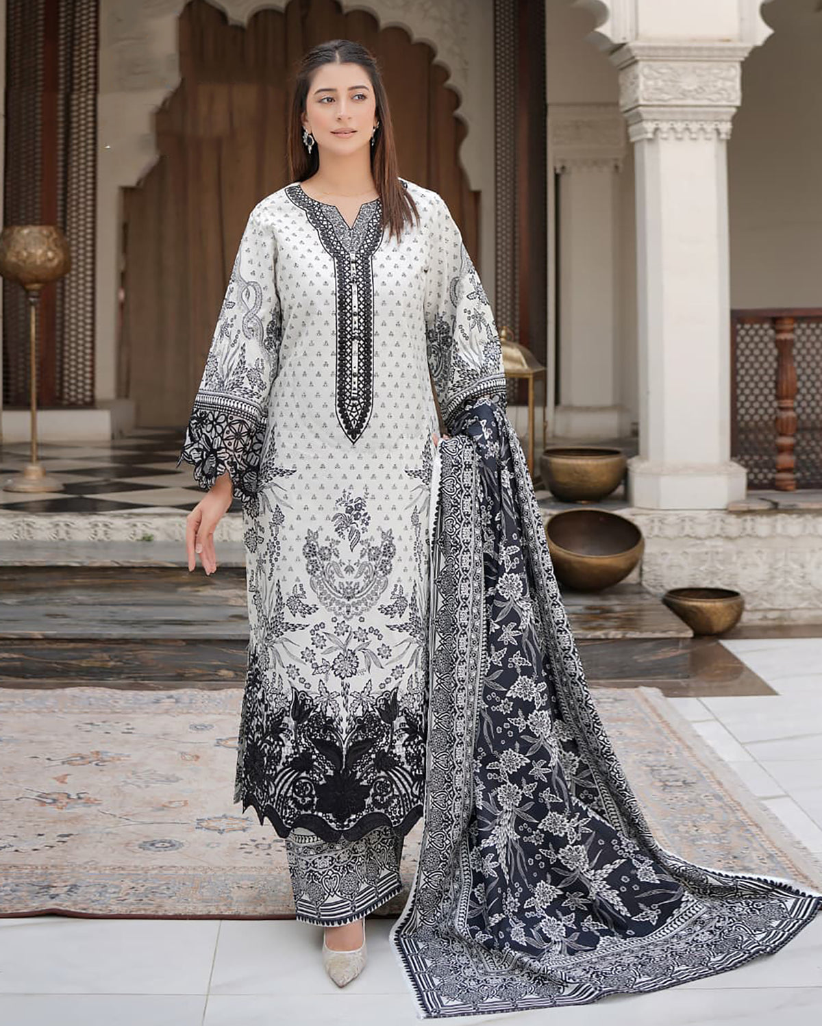 Designer Three Piece | Rangni Embroidered Series | Winter Cotton