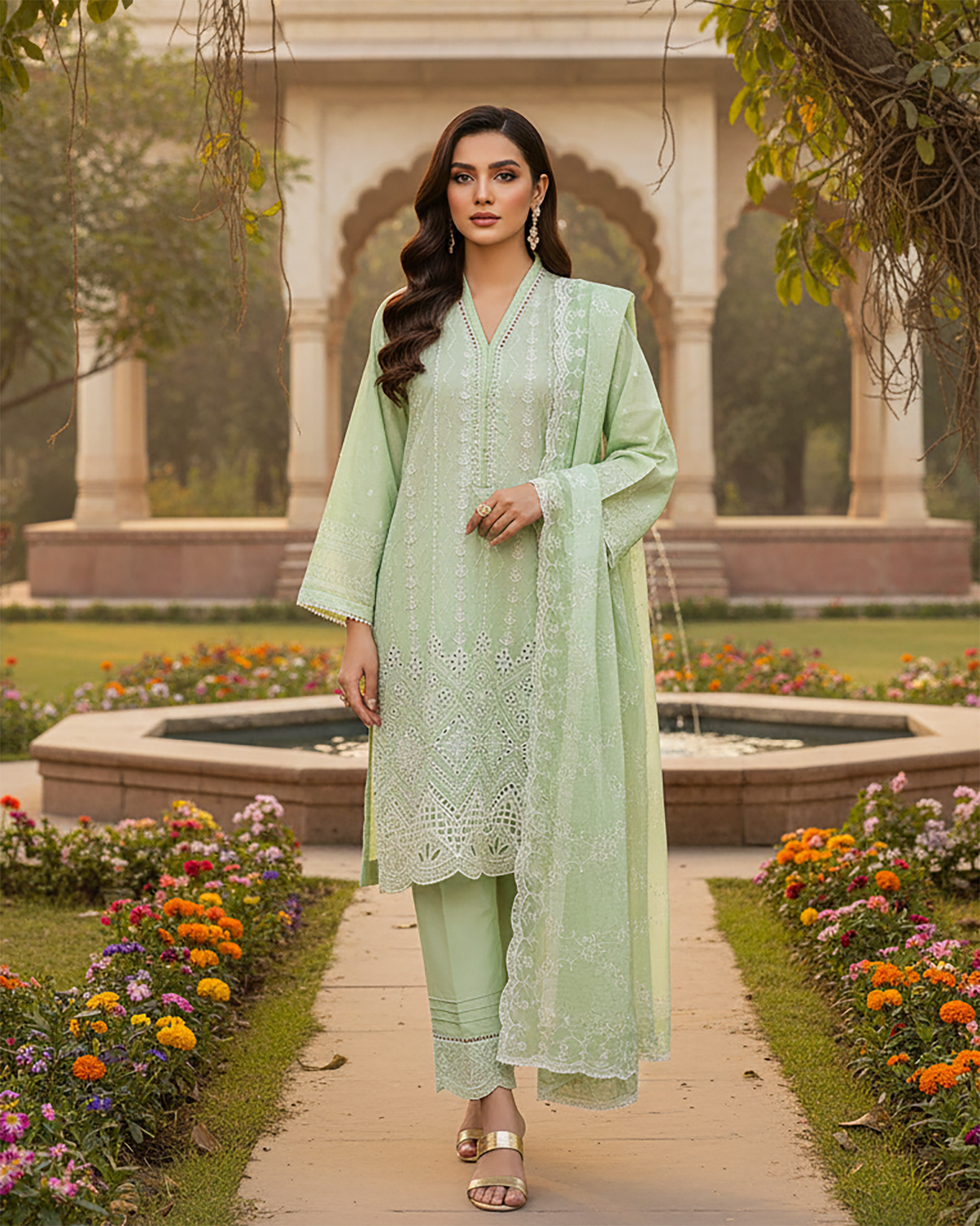 Three Piece Formals | Embroidered - White & White - Eid Special | Premium Lawn