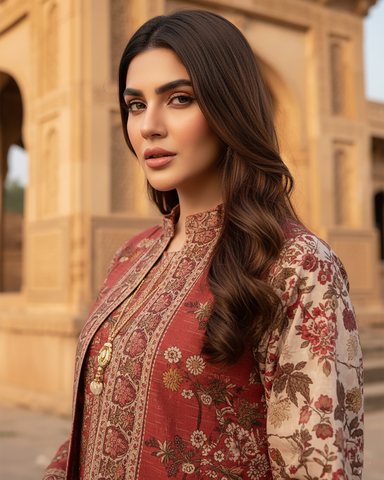 Digital Printed Three Piece | Jacket | Fusion | Khaddar