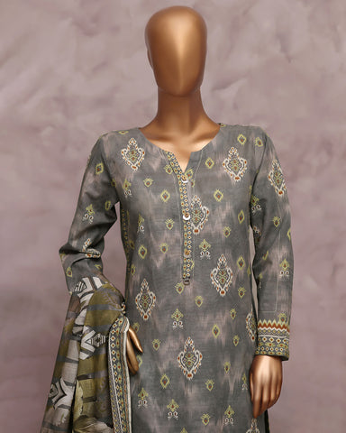 Digital Printed Three Piece | Designer "Hamna" | Soft Khaddar