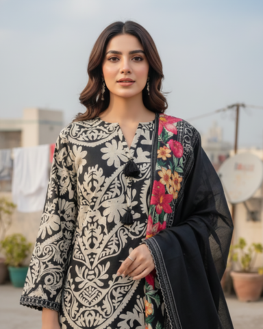 Printed Three Piece | Designer | Premium Khaddar