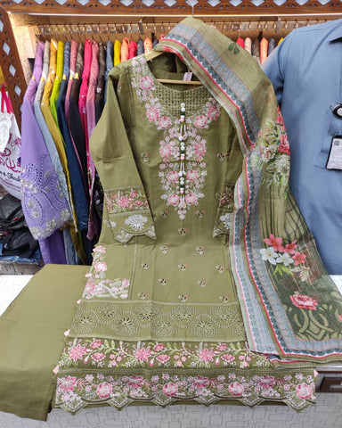 Designer Three Piece | Embroidered - Dhadkan | Khaddar Cotton
