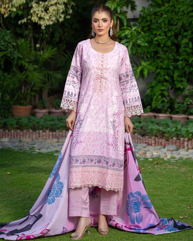 Designer Three Piece | Embroidered - Zouq 2 | Luxury Dhanak