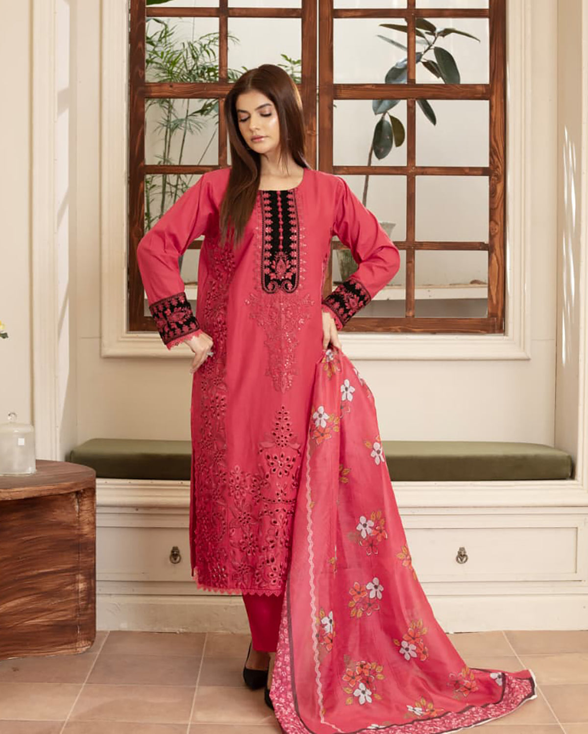 Designer Embroidered Three Piece | Elegant Style | Luxury Winter Cotton