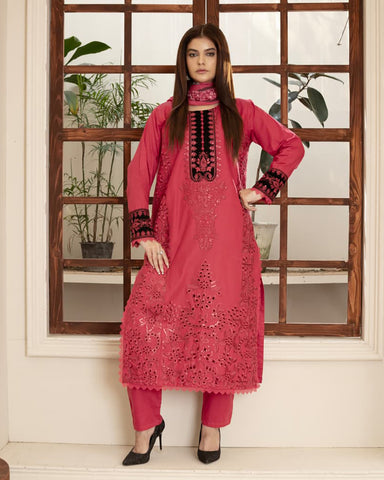 Designer Embroidered Three Piece | Elegant Style | Luxury Winter Cotton