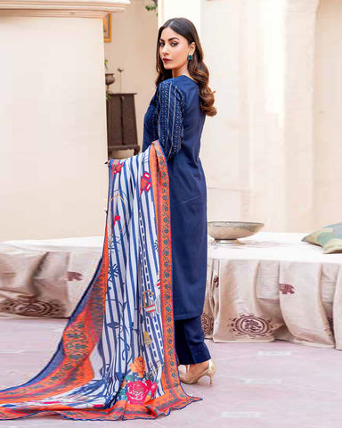 Designer Three Piece | Embroidered - Ashi | Luxury Khaddar