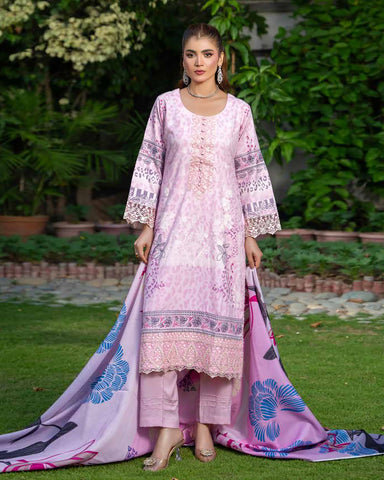 Designer Three Piece | Embroidered - Zouq 2 | Luxury Dhanak