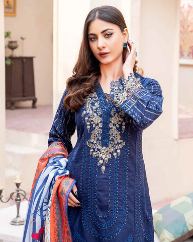 Designer Three Piece | Embroidered - Ashi | Luxury Khaddar