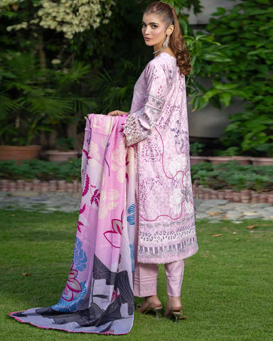Designer Three Piece | Embroidered - Zouq 2 | Luxury Dhanak
