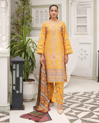 Designer Three Piece | Digital Printed Embroidered | Premium Khaddar