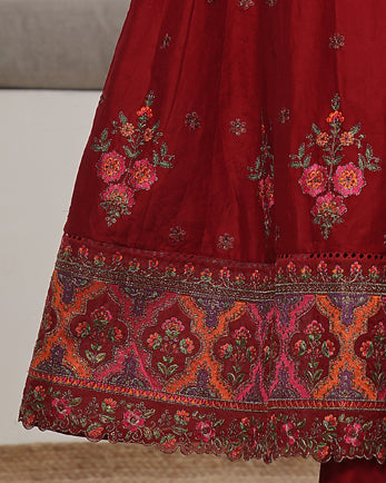 Three Piece | Fancy Embroidered Frock | Premium Jacquard