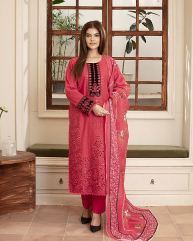Designer Embroidered Three Piece | Elegant Style | Luxury Winter Cotton