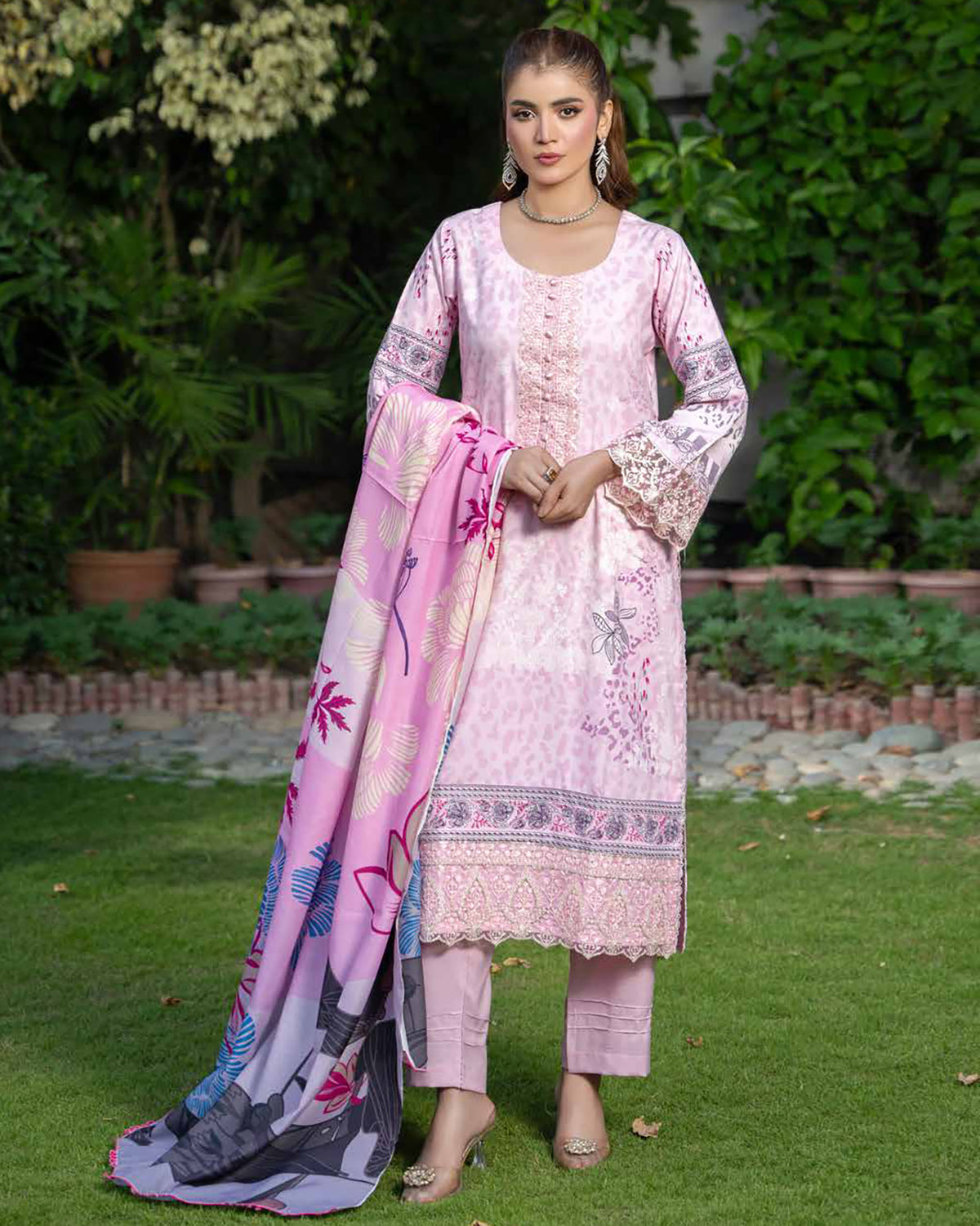 Designer Three Piece | Embroidered - Zouq 2 | Luxury Dhanak