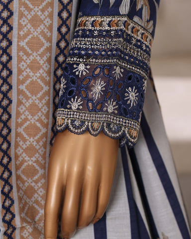 Embroidered Three Piece | Designer Printed - Malika | Winter Khaddar