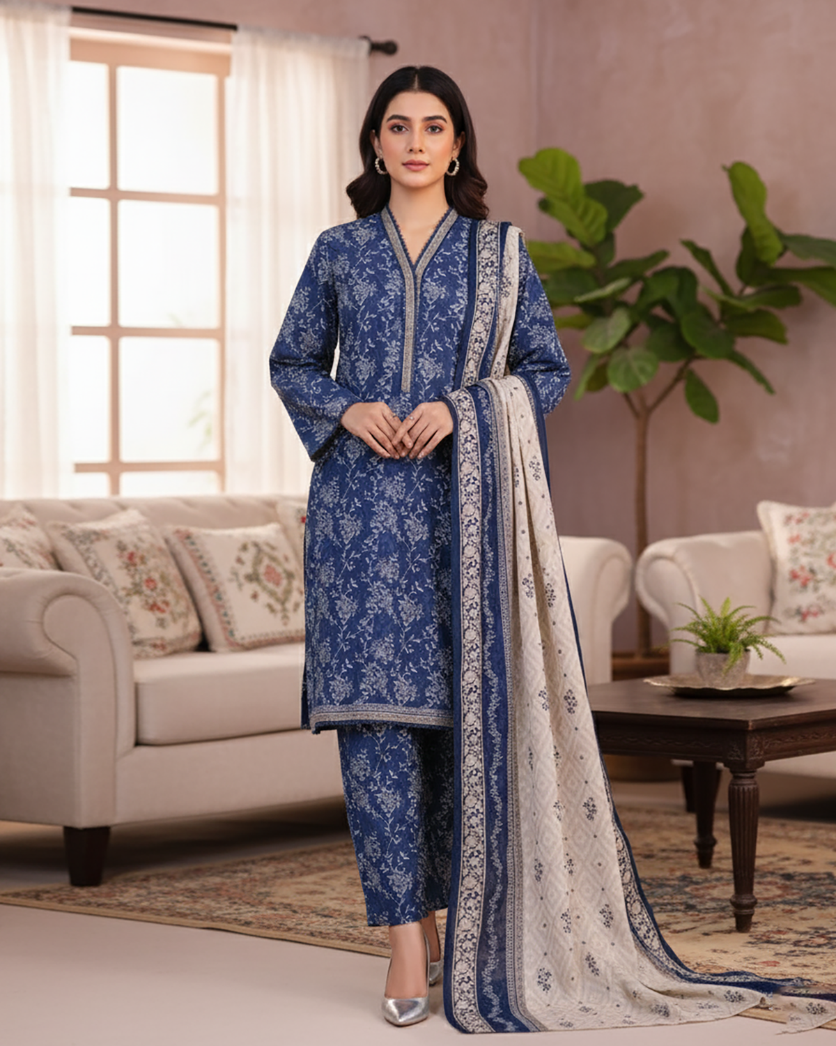 Printed Three Piece | Designer | Premium Khaddar