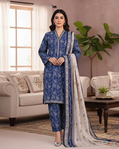 Printed Three Piece | Designer | Premium Khaddar