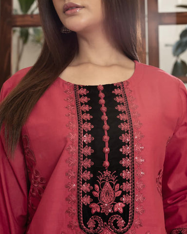 Designer Embroidered Three Piece | Elegant Style | Luxury Winter Cotton