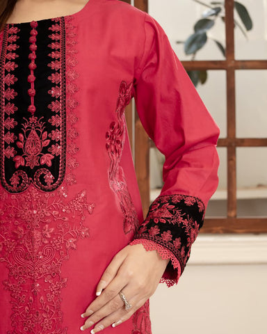 Designer Embroidered Three Piece | Elegant Style | Luxury Winter Cotton