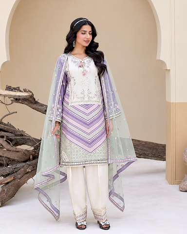 Zahra - Embroidered - Raw Silk