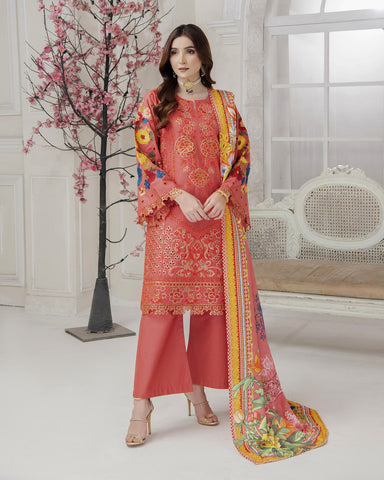 Designer Three Piece | 3D Floral | Embroidered Series | Khaddar