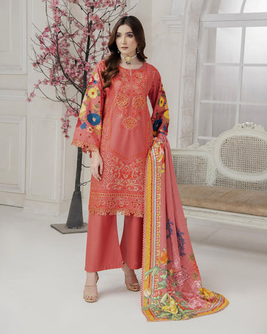 Designer Three Piece | 3D Floral | Embroidered Series | Khaddar