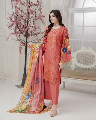 Designer Three Piece | 3D Floral | Embroidered Series | Khaddar