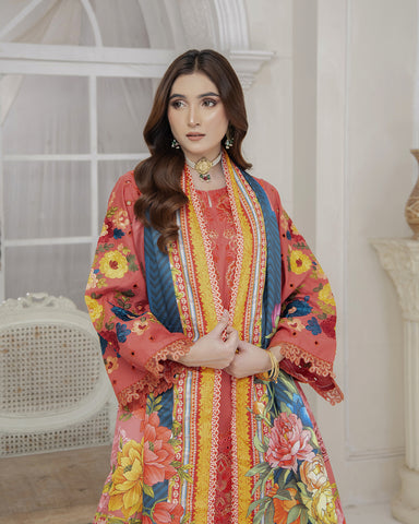 Designer Three Piece | 3D Floral | Embroidered Series | Khaddar