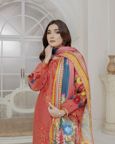 Designer Three Piece | 3D Floral | Embroidered Series | Khaddar