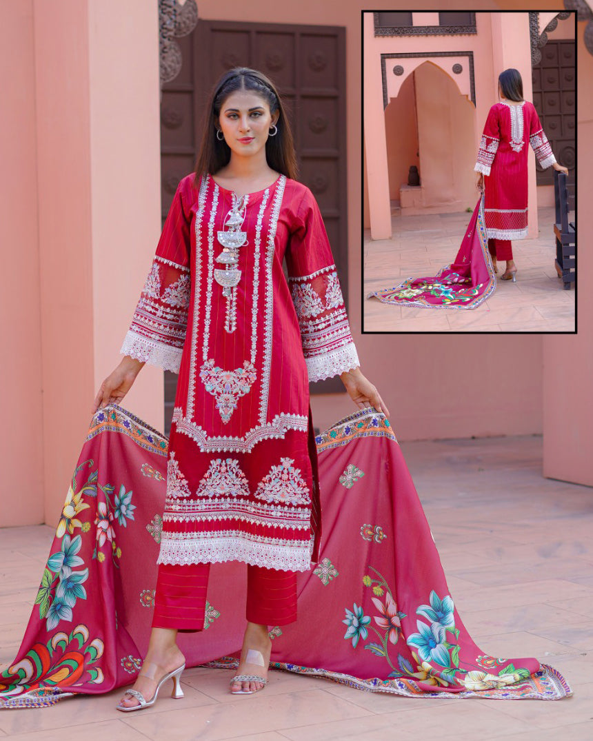 Three Piece | Luxury Embroidered | Formal Cum Casual | Khaddar