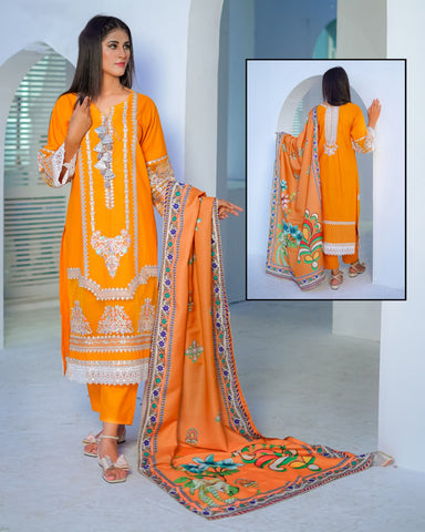 Three Piece | Luxury Embroidered | Formal Cum Casual | Khaddar