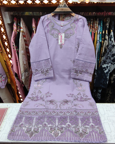 Designer Three Piece | Long Shirt | Embroidered Series | Khaddar