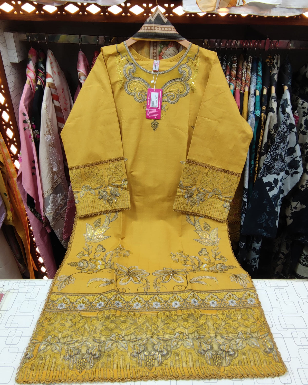 Designer Three Piece | Long Shirt | Embroidered Series | Khaddar