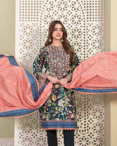 Designer Three Piece | Digital Printed | Embroidered | Khaddar