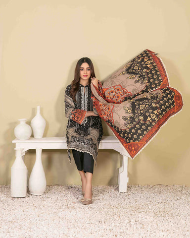 Designer Three Piece | Digital Printed | Embroidered | Khaddar