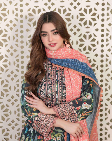 Designer Three Piece | Digital Printed | Embroidered | Khaddar