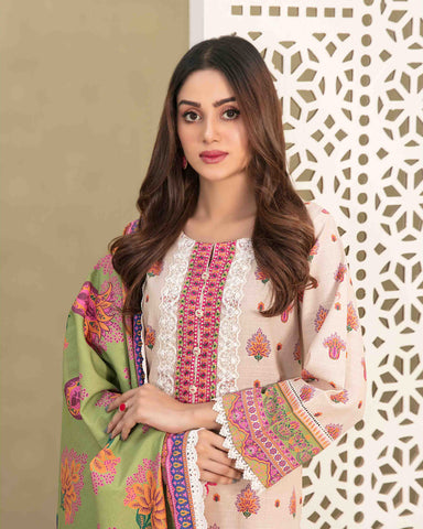 Designer Three Piece | Digital Printed | Embroidered | Khaddar