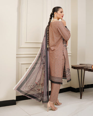 Designer Three Piece | Sequence & Hand Work Embroidered | Winter Cotton