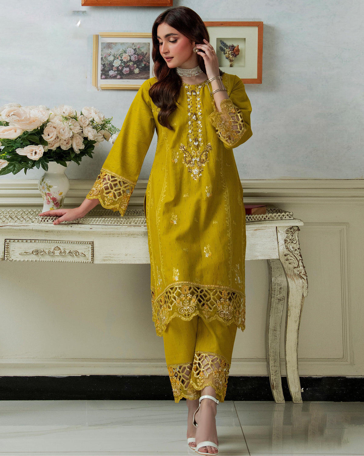 Designer Two Pieces | Embroidered | Trousers | Khaddar